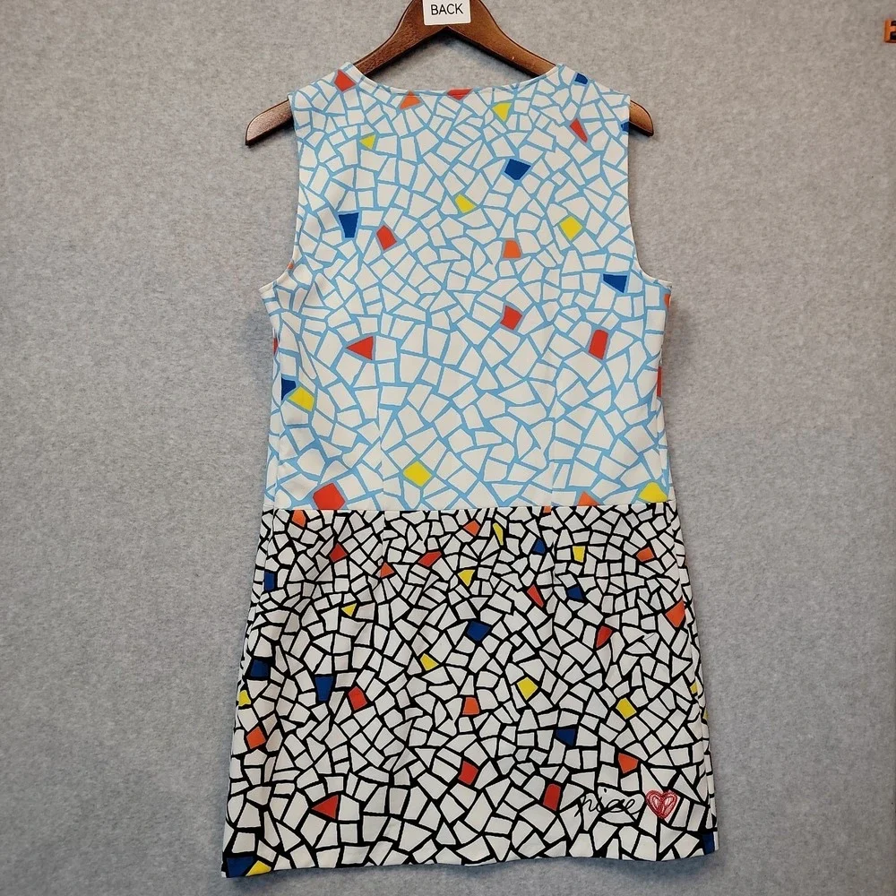 Desigual Women's Multicolored Mod Tank Dress Sleeveless Art V-Neck EU Sz 44 US M